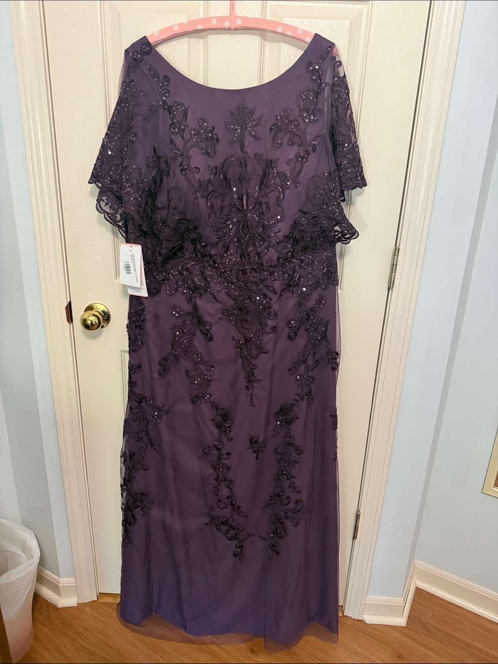 JJs House Purple Beaded Lace Maxi Dress